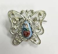 Брошь "Финифть", серебрение (сост. на фото)