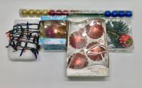Ёлочные игрушки 4 набора + гирлянда