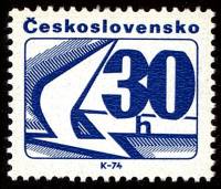 (1975-82) Марка Чехословакия "Катушки (Голубая)"    Марки из рулона III Θ