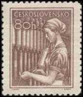 (1954-017) Марка Чехословакия "Текстильщица"   Стандартный выпуск. Профессии (2) I Θ