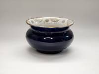 Ваза невысокая кобальт позолота Возрождение