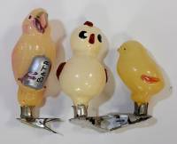 Набор ёлочных игрушек "Птицы", 3 шт, стекло, СССР (сост. на фото)