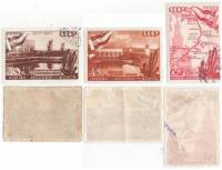 1947-055 57 59 Серия Набор марок 3 шт СССР  Канал Москва-Волга 10 лет II Θ