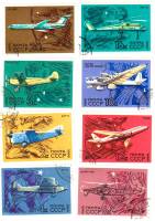 1969-110-117  Серия Набор марок (8 шт) СССР  Развитие гражданской авиации II Θ