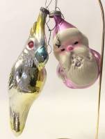 Елочные игрушки Попугай + Дед мороз 2 шт стекло СССР 