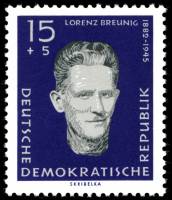 (1960-021) Марка Германия (ГДР) "Лоренц Брюниг"    Герои сопротивления II Θ