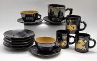 Кофейные чайные пары 3 шт 5 блюдец и 3 чашки Скорпион Козерог керамика фарфор