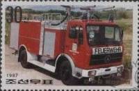 (1987-029) Марка Северная Корея "Химическая пожарная машина"   Пожарные машины III Θ