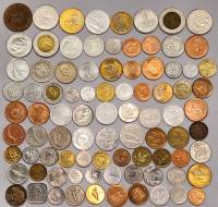 Набор иностранных монет, разные страны, разные года, разные номиналы, 87 штук