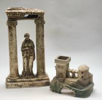 Декор для аквариума 2 предмета Замок грот и в греческом стиле статуя колонны высота 14 и 33 см