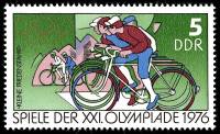 (1976-021) Марка Германия (ГДР) "Велогонки"    Летние ОИ 1976, Монреаль III Θ