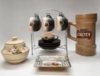 Кофейный сервиз с подставкой Пивная кружка Охота Сахарница Пепельница керамика (набор)