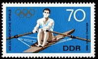 (1968-077) Марка Германия (ГДР) "Гребля "    XIX Летняя Олимпиада Мексика 1968 III Θ