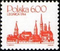 (1981-029) Марка Польша "Легница"    Стандартный выпуск. Городские достопримечательности III O
