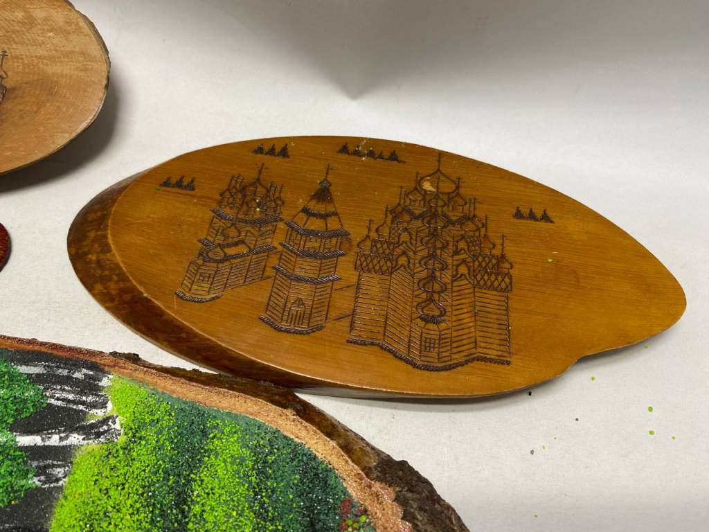 Панно картина на деревянном спиле 4 шт