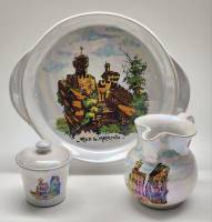 Блюдо декоративная тарелка Шкатулка сахарница и Кувшин молочник Сан Марино сувенир 3 предмета