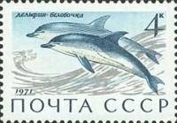 1971-073 Марка СССР Дельфин-белобочка   Млекопитающие - обитатели морей и океанов III O