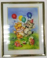 Детская картина в рамке со стеклом "Два котенка"