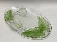 Блюдо овальное, цветное стекло 39*24,5 см (состояние на фото)