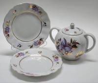 Сахарница и 2 блюдца - тарелки пирожковых ЛФЗ СССР винтаж фарфор 3 предмета