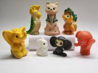 Игрушки СССР резиновые и пластик 7 штук лиса утка попугай сло заяц чебурашка