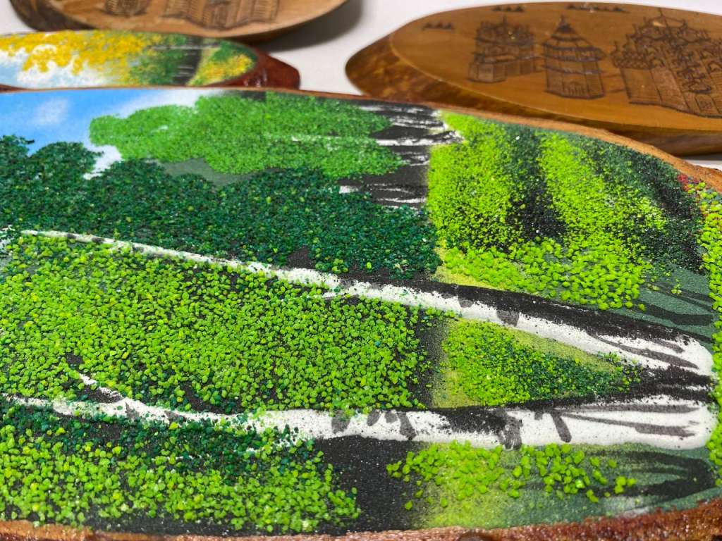 Панно картина на деревянном спиле 4 шт