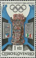 (1968-023) Марка Чехословакия "Тотем"    Летние ОИ 1968, Мехико III Θ