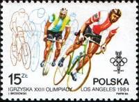 (1984-017) Марка Польша "Велосипедный спорт"    Олимпийские игры 1984 года Лос-Анджелес и Сараево I 