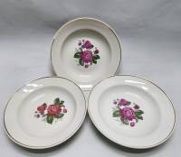 Тарелки суповые 3 шт Красный фарфорист диаметр 24 см