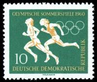 (1960-002) Марка Германия (ГДР) "Бег"    Летние и Зимние ОИ 1960, Рим III O