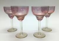 Рюмки на ножке, цветное стекло с лазерной резкой, 4 шт